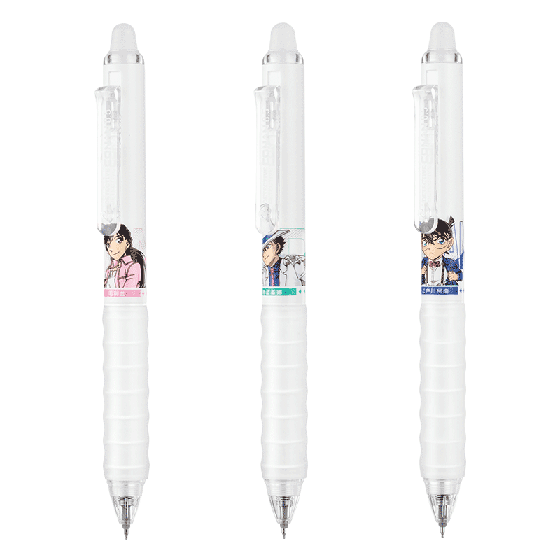 AIHAO [Back to School Essential] Detective Conan Co-Branded Erasable Gel Pen, 0.5mm High-Quality Water-Based Pen with ST Tip, Quick-Drying for Students' Practice, Heat-Erasable Writing Pen, Black, 3 Pcs