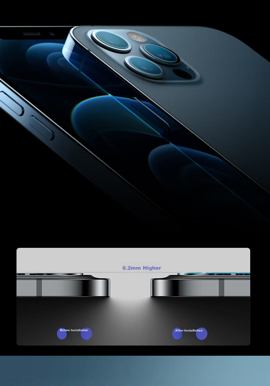 ESCASE IPhone 12 Pro Max Camera Lens Protector, IPhone 12 Pro Max Tempered Glass Rear Camera Protective Film, Curved Edge Glass Hardened Anti-Scratch Film 6.7 High Definitio 9