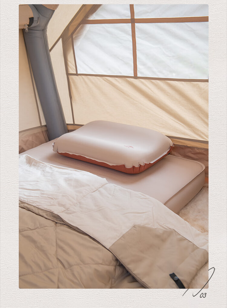 Naturehike Silent 3D Memory Foam Self-Inflating Pillow Outdoor Camping Portable Travel Pillow Apricot Yellow 9
