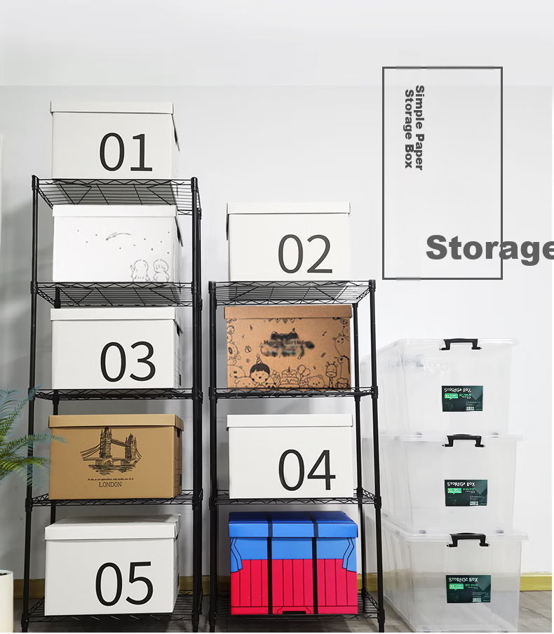 QDZX Moving Cardboard Boxes with Lids, Paper Storage Containers, Cotton Gift Boxes, Japanese-Style Storage Boxes for Organization Materials, Set of 5 8