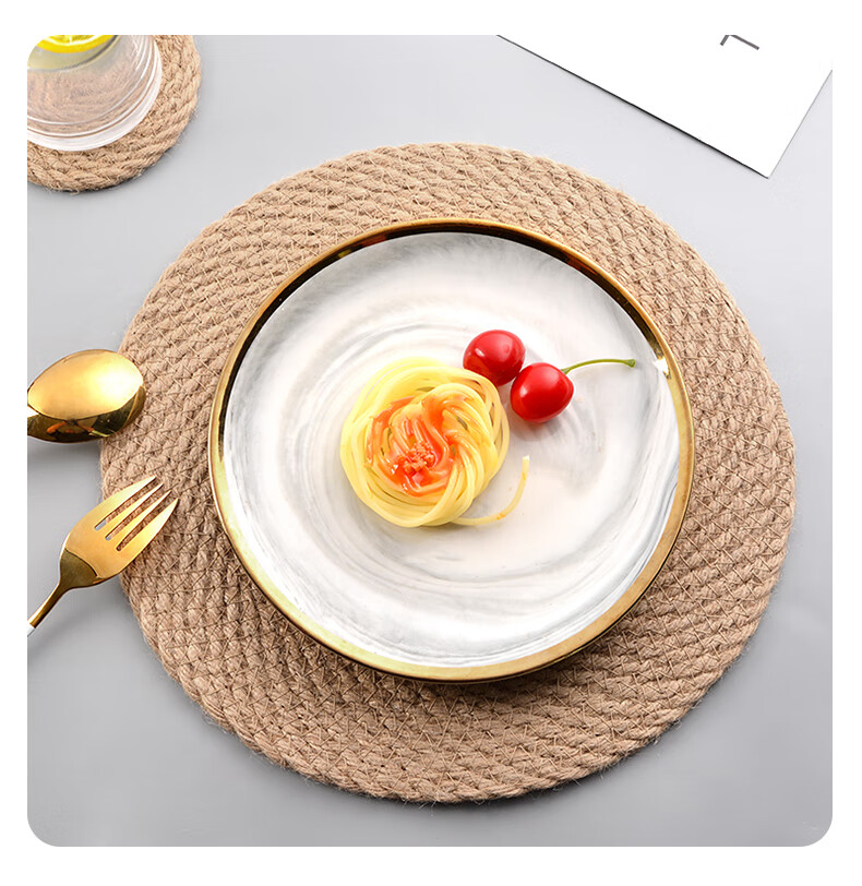 Jingxun Linen Woven Heat-Resistant Placemats, Anti-Scalding Table Mats, Pot Holders, Dish Coasters, Table Mats, Bowl Coasters, Home Use Coasters, Set of 4, 11cm Each 3