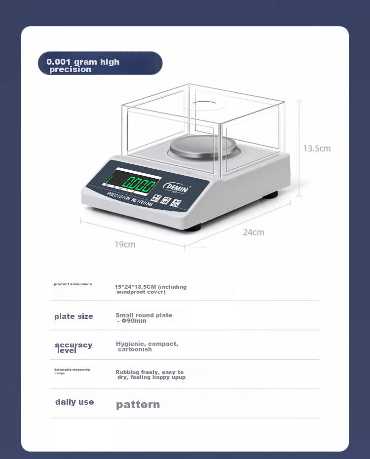 Demin High-Precision Electronic Balance Scale for Gold Jewelry, Chinese Herbal Medicine, Laboratory Analysis, 3kg Capacity, 0.01g Precisio 15