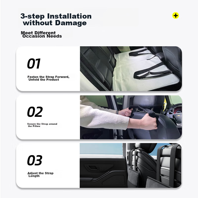 Huihecheng Foldable Car Rear Seat Sleeping Pad, Car Sleeping Accessory, Rear Seat Car Mattress, In-Car Baby Bed, Back Seat Sleeping Pad