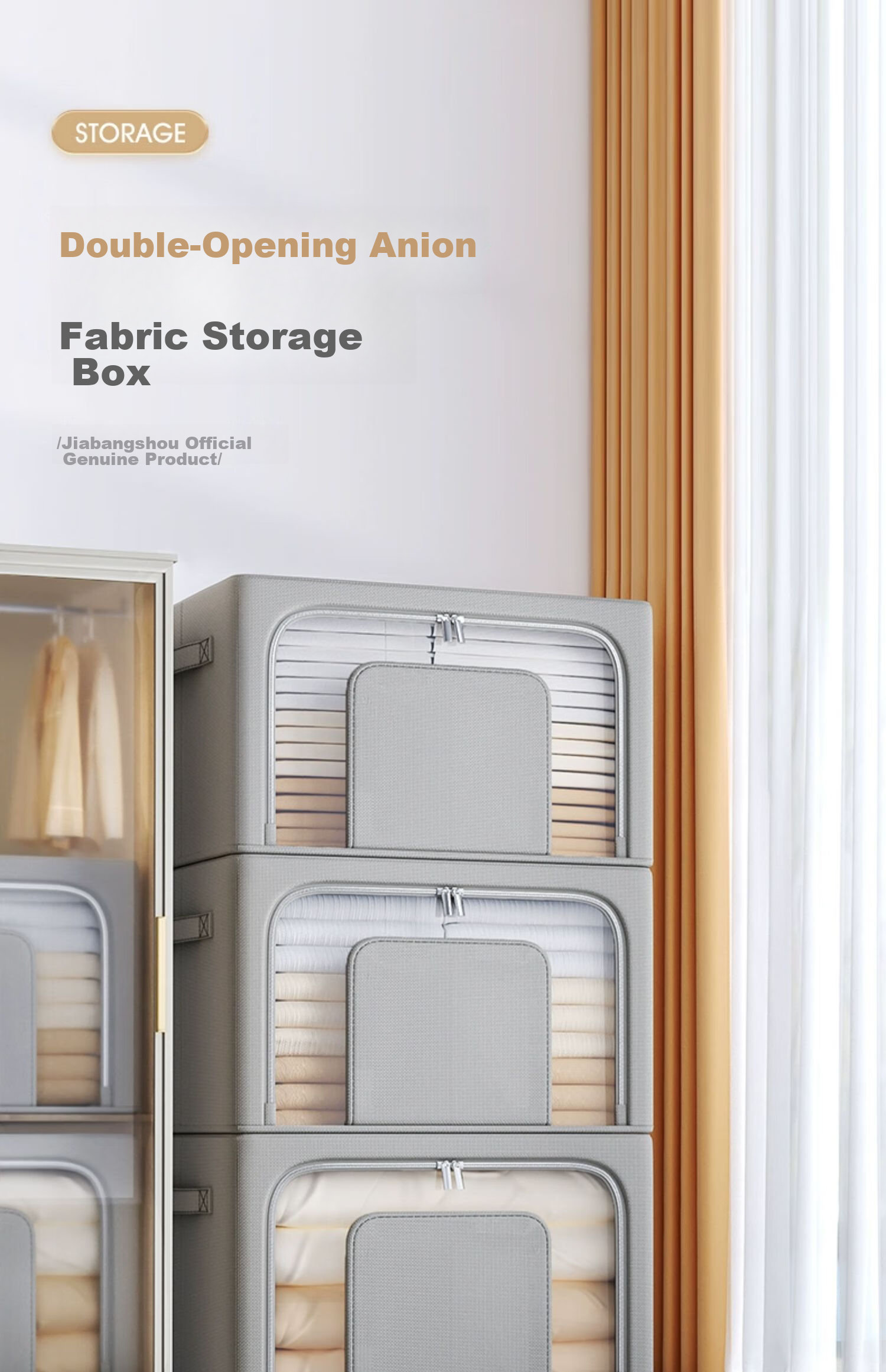 Jiabangshou Fabric Clothes Storage Box, Large Capacity Foldable Organizer, Closet Essential for Home Use, 100L Capacity, 1 Piece 1