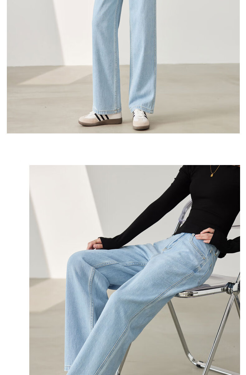LangSha Straight-Leg Jeans for Women, Color-Fast High-Quality Spring And Autumn Long Pants, 2025 Loose Slim Wide-Leg Trousers 15