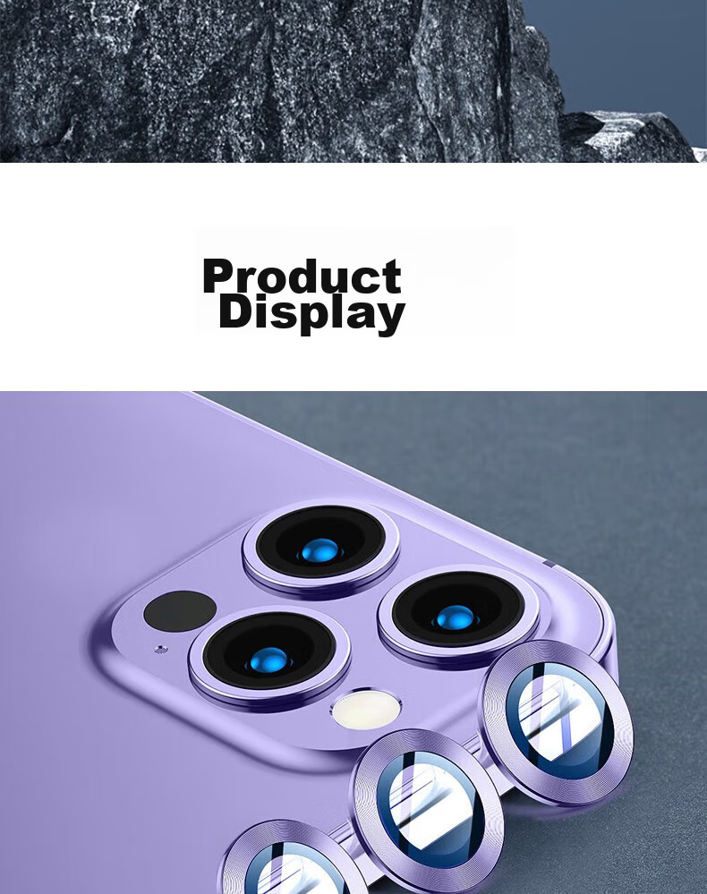 ESCASE IPhone 14 Pro Max Camera Lens Protector, IPhone 14 Pro Tempered Glass Film, Metal Rear Camera Anti-Drop Film, Detachable Single Ring, High-Definition Sapphire Wear-Resistant Eagle Eye Silver Color 13