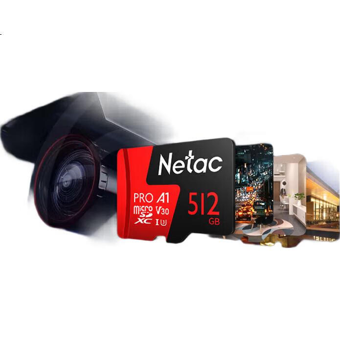 Карта памяти Netac 512GB TF (MicroSD) A1 U3 V30 4K, для видеорегистратора и камеры наблюдения, скорость чтения 100 МБ/с