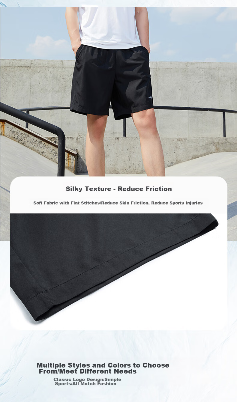 Anta Quick-Dry Men's Sports Shorts Summer Moisture-Wicking Breathable Fitness Training Running Outdoor Casual Woven Five-Point Pants 8
