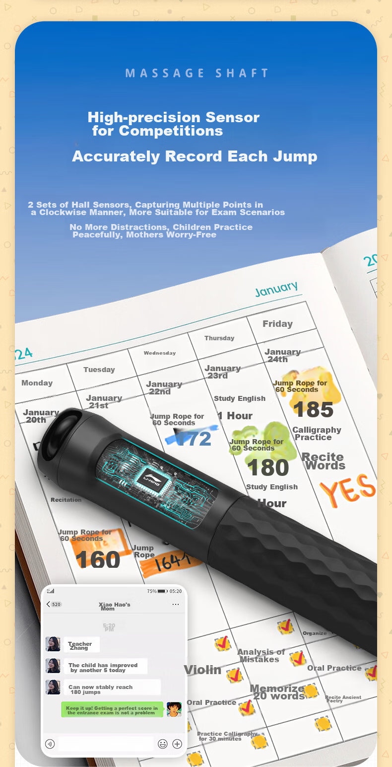 Li-Ning Counting Skipping Rope for Middle School Entrance Exam, Specialized for Elementary School Students, Children's Physical Education Test, Professional 4mm Steel Wire Speed Competitio 6