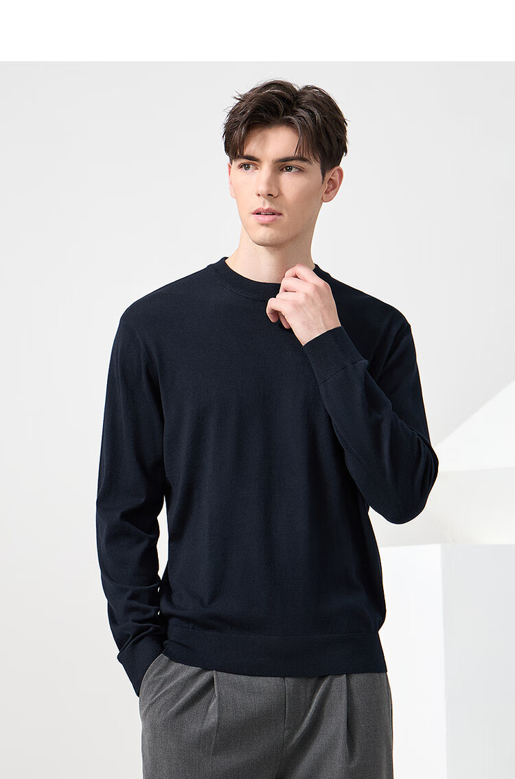 DANCING WOLVES 【Wool】 Autumn Winter Classic Men's Thermal Sweater Round Neck Long Sleeve 306 Brown Size 175 10