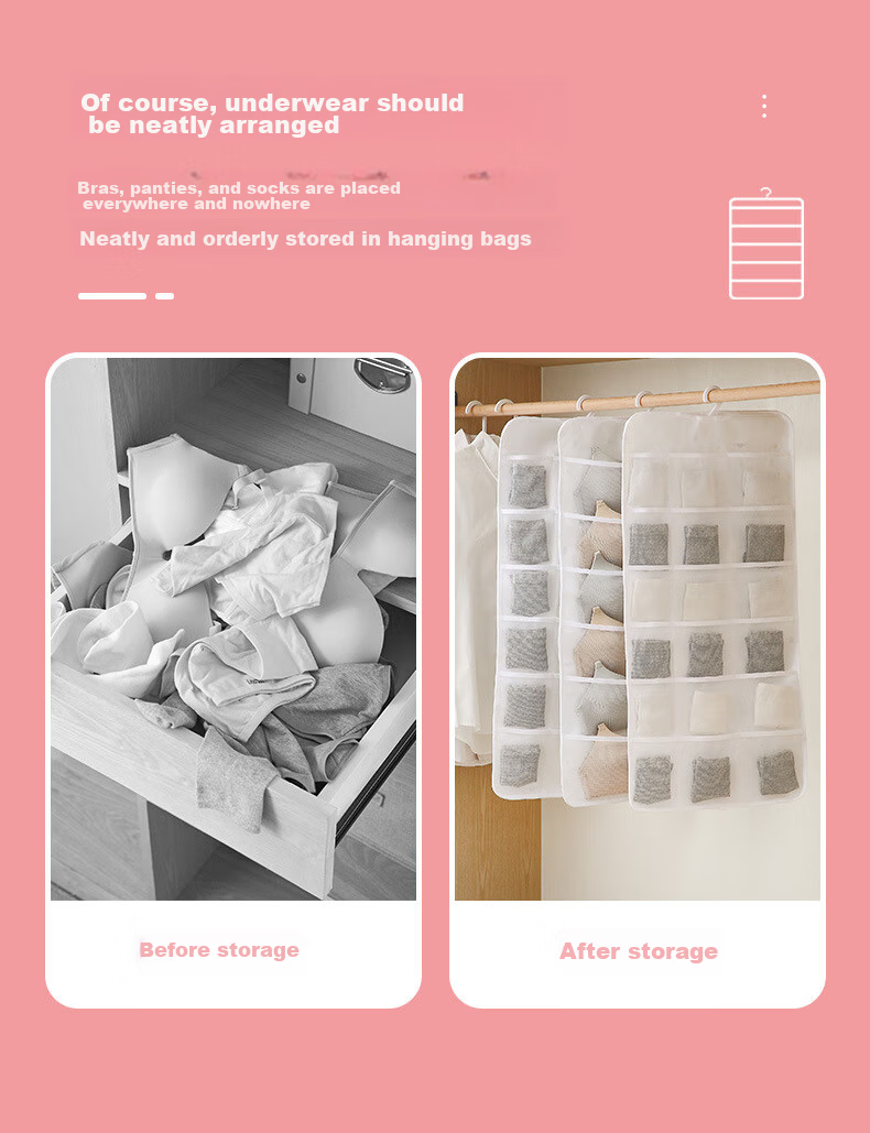 Shuranjia Handbag Storage Hanging Organizer, Double-Sided Multi-Layer Transparent Dust-Proof Bag, Hanging Closet Storage Organizer for Bags, 6 Compartments 2