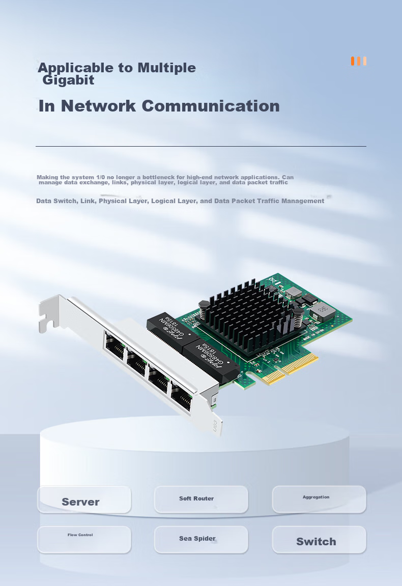 EB-LINK Intel 82576 Chip, PCIe X1 Gigabit Four-Port Network Card, 82576-T4 Electrical Port, E1G44ET Desktop Internal Wired Network Card 7