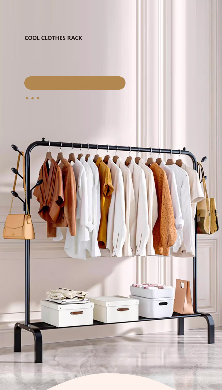 Huakaizhixing Clothes Drying Rack, Floor-Standing Clothes Hanger, Bedroom Drying Stand, YJ98 White, 1.5 Meters, 7 Hooks 2