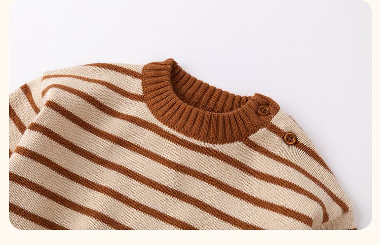 Dudu Baby Striped Sweater Winter Warm Top Children's Clothing Infant Girls Winter Wear Blue Gray White Stripes 13