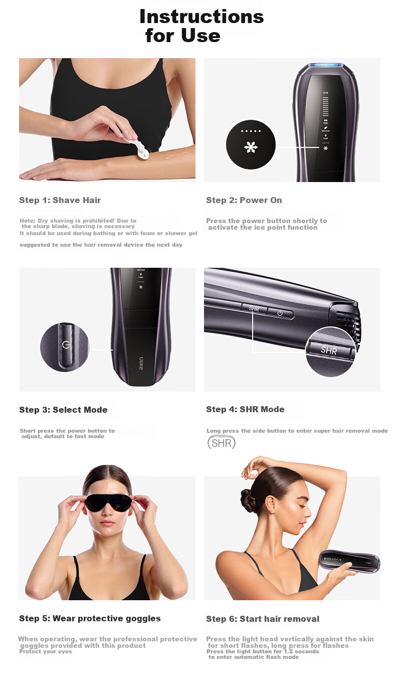 Ulike Pro10S Sapphire Ice Point Hair Removal Device with Dual Light Tubes, Smart Skin Analyzer Shaver for Men's Hair Removal Beauty Tool, Birthday Gift for Girlfriend 26