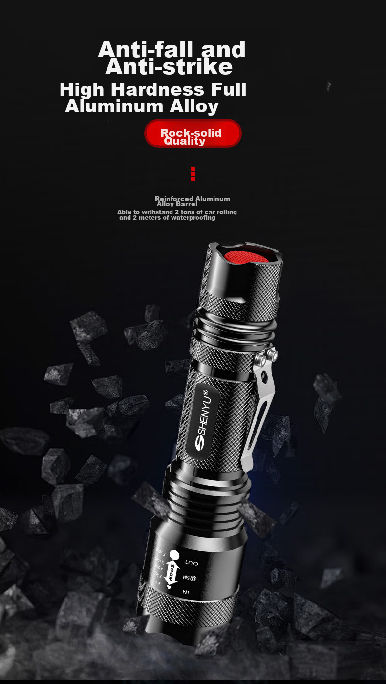 SHENYU Flashlight, High-Power Handheld Torch, Compact Mini Zoomable Long-Range Ultra-Durable Super Bright Outdoor Cycling Light 10