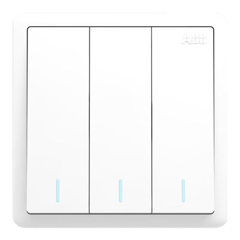 ABB Switch Socket Panel, Yuanchi Series White 86-Type with Fluorescent Three-Gang Single-Control Switch, AO103