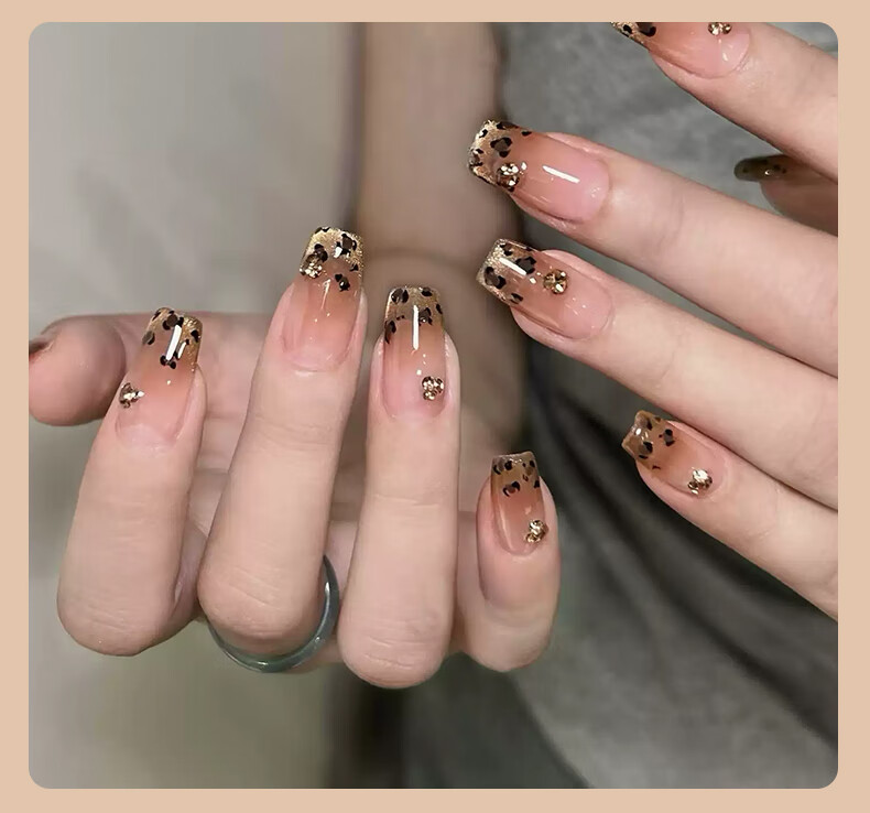 Chense Handmade Wearable Nail Stickers, Nail Tips, Short Fake Nails (Red Sugar Frost, Size S) 2