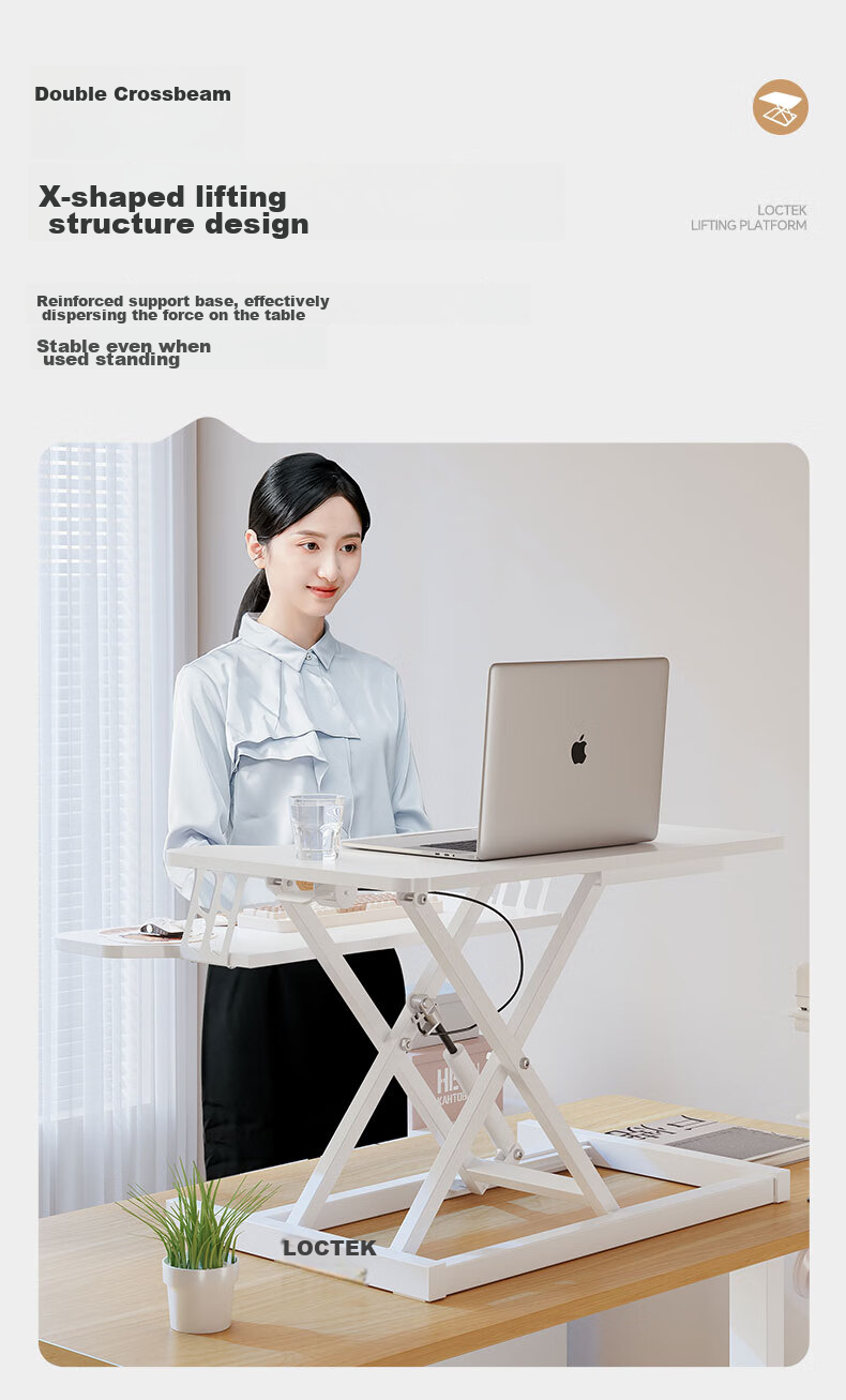 Loctek Adjustable Height Workstation Desk, Standing Desk Converter, Foldable Computer Desk for Home Office, MX1 Elegant Black 7