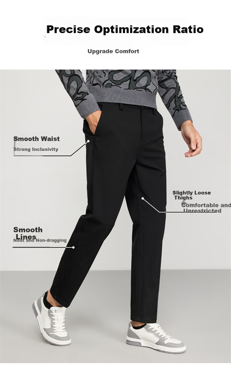 DANCING WOLVES [TR Wrinkle-Resistant] Business Commute Casual Pants, Crisp And Stylish Men's Casual Trousers, 001 Black, Size 28 4