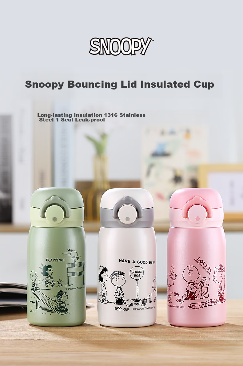SNOOPY Insulated Mug, Small Capacity, 316 Stainless Steel, Mini Straw Pocket Cup, Compact Portable Water Bottle for Students, Men And Wome 1