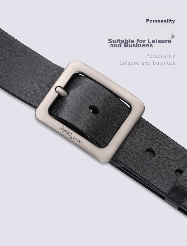 JEEP SPIRIT Men's Belt with Pin Buckle, Top-Grain Leather, Casual Business Trouser Belt, Birthday And Father's Day Gift for Young And Middle-Aged Me 6