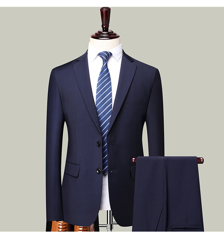 ROMON Men's Business Slim Fit Suit Set Single Button Black XL Groom Best Man Formal Wear 7