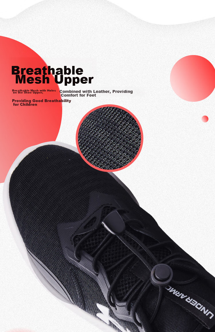 Under Armour Children's Shock-Absorbing Non-Slip Exam Shoes for Older Boys, Breathable Lace-Up Running Shoes 5