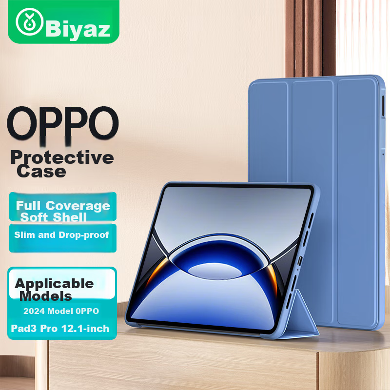 BIAZE Compatible with OPPO Pad3 Pro/OnePlus Pad Pro 12.1-Inch Foldable Stand Tablet Case, Smart Sleep/Wake Protection Anti-Drop Cover PB550-Lavender