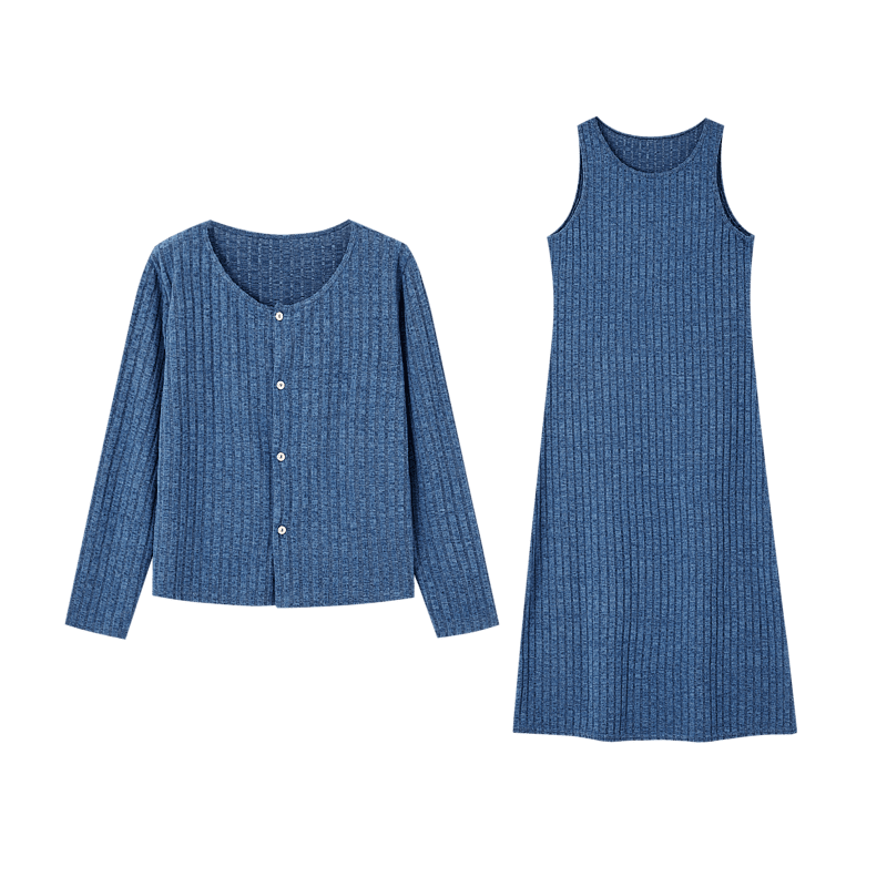 Dme [Gentle Girl] Spring And Autumn New Lazy Two-Piece Set, A-Line Dress with Knitted Cardigan, Fashionable Women's Outfit