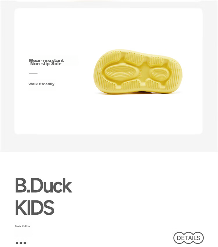 B.Duck Children's Slippers, Girls' Soft-Soled Beach Shoes, Boys' Crocs Garden Shoes, 5913 Duck Yellow, Size 26 3