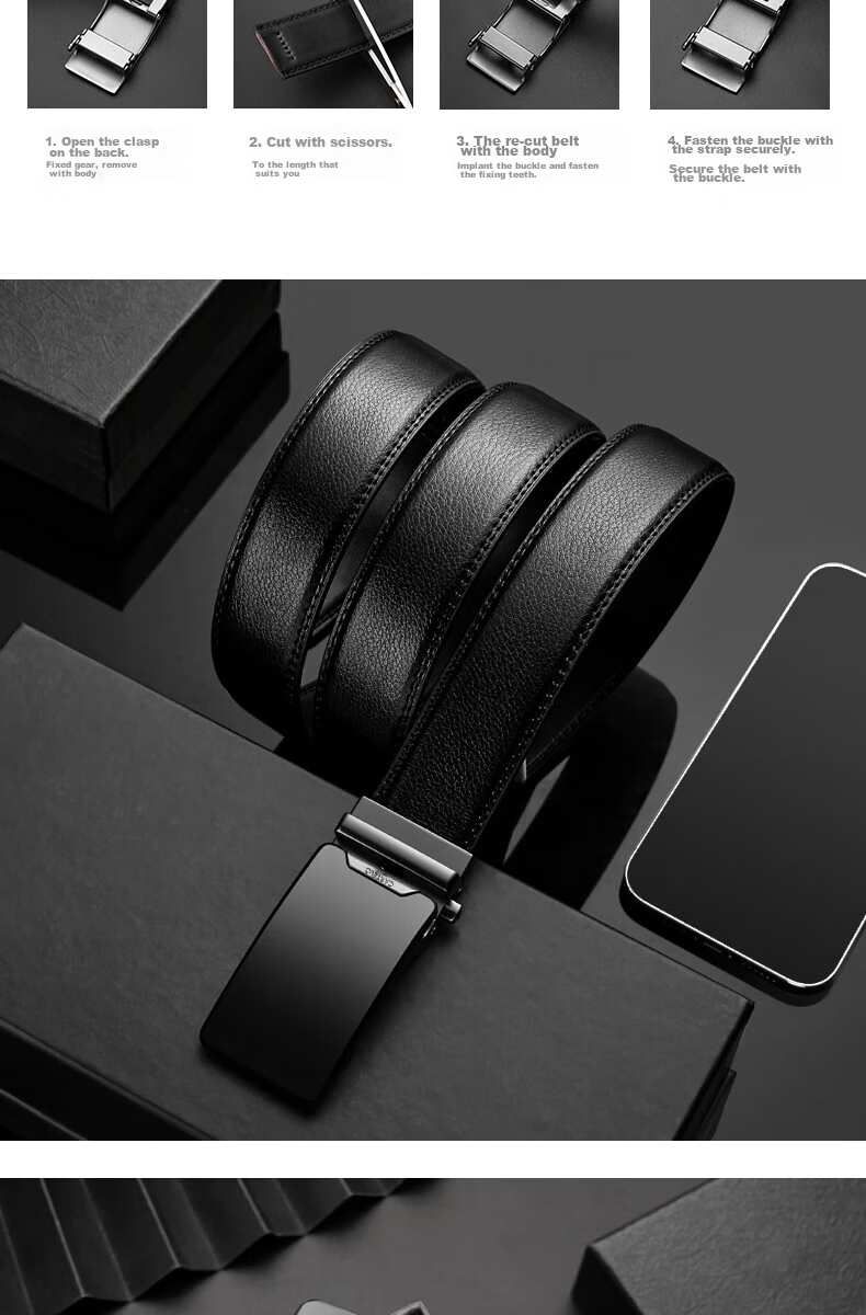 CARTELO Men's Automatic Buckle Belt, Business Casual Style Cowhide Waistband, Gift for Boyfriend, Husband Or Father 12