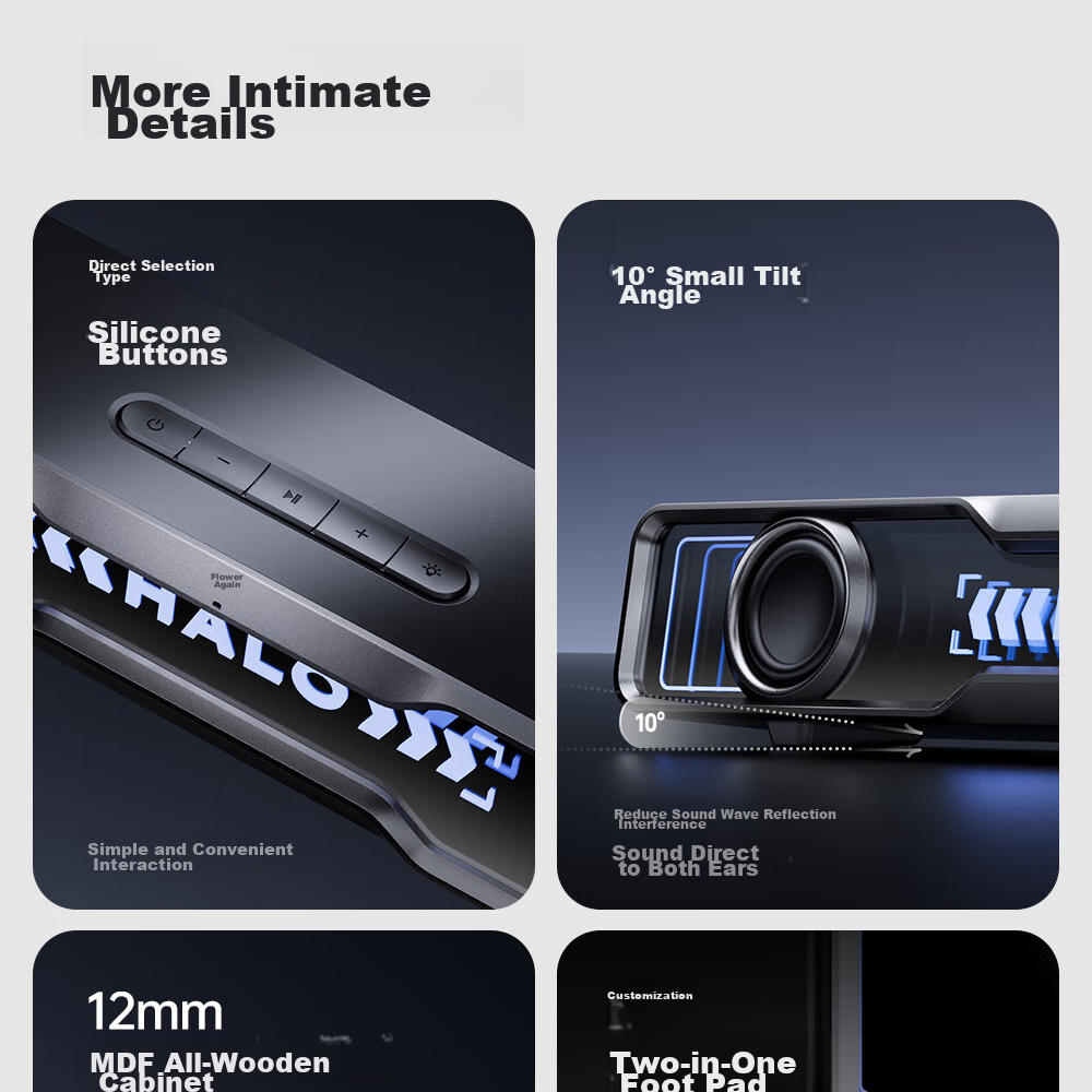 EDIFIER Halo Soundbar Max Computer Speakers, Abyss Ambient Light, Desktop PS5 Gaming Speakers, Dawn White 18