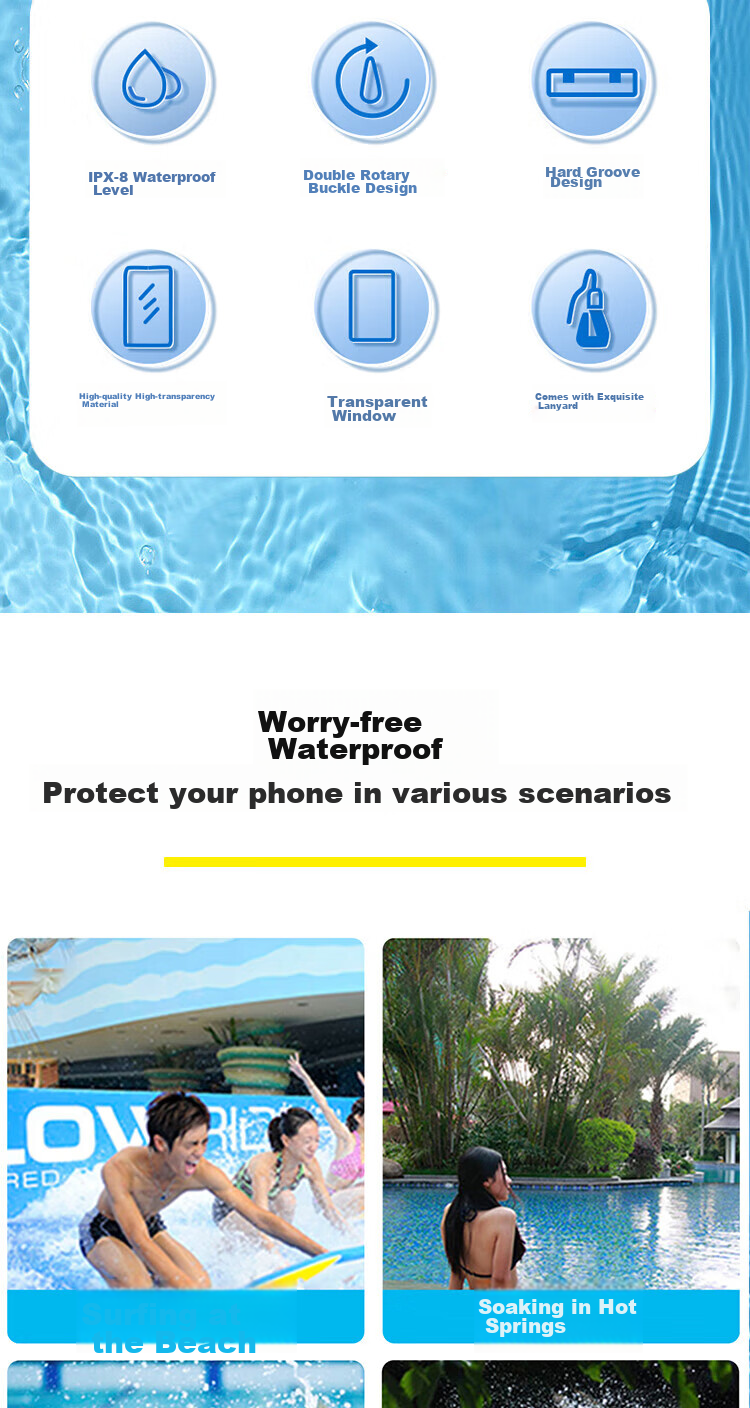 KEKLLE [Airbag Waterproof Phone Case] Diving Pouch Swimming Touchscreen Waterproof Case for Food Delivery, Express Delivery, Hot Springs, Deep Water Apple/Huawei/Xiaomi Phones Universal with Free Lanyard Black 2