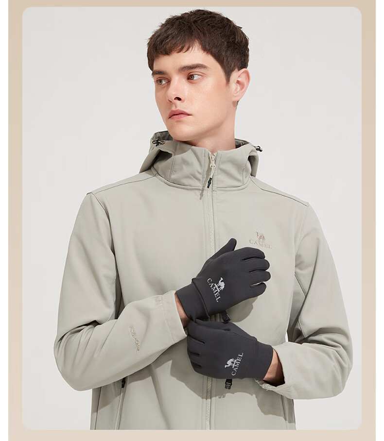 CAMEL Running Gloves for Women, Outdoor Sports Touchscreen Gloves for Men, Non-Slip Thin Fleece-Lined Warm Gloves 1T32264472 Carbon Gray L 19