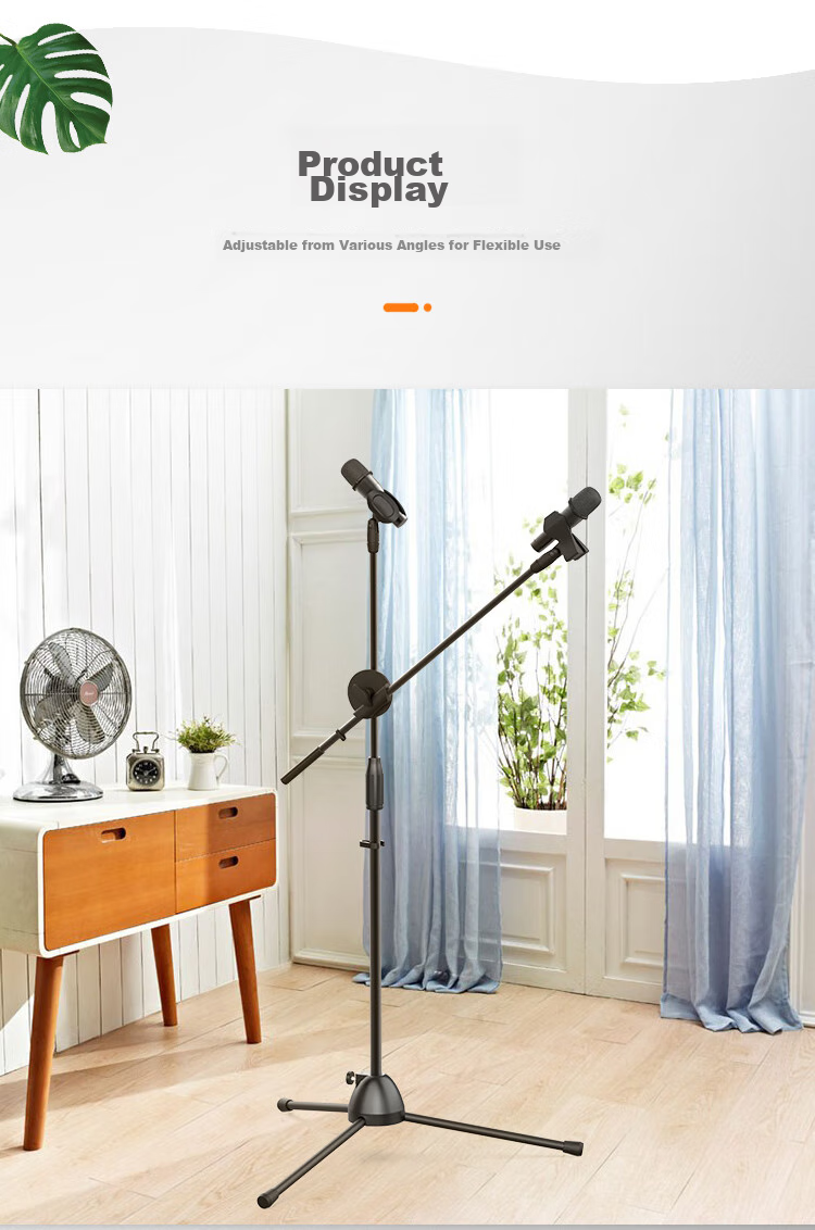 NINTAUS HY-103 Upgraded Microphone Stand, Floor-Standing Live Streaming Steel Tube, Telescopic Tripod, Recording Stage Stand Equipment with Microphone Clamp 10