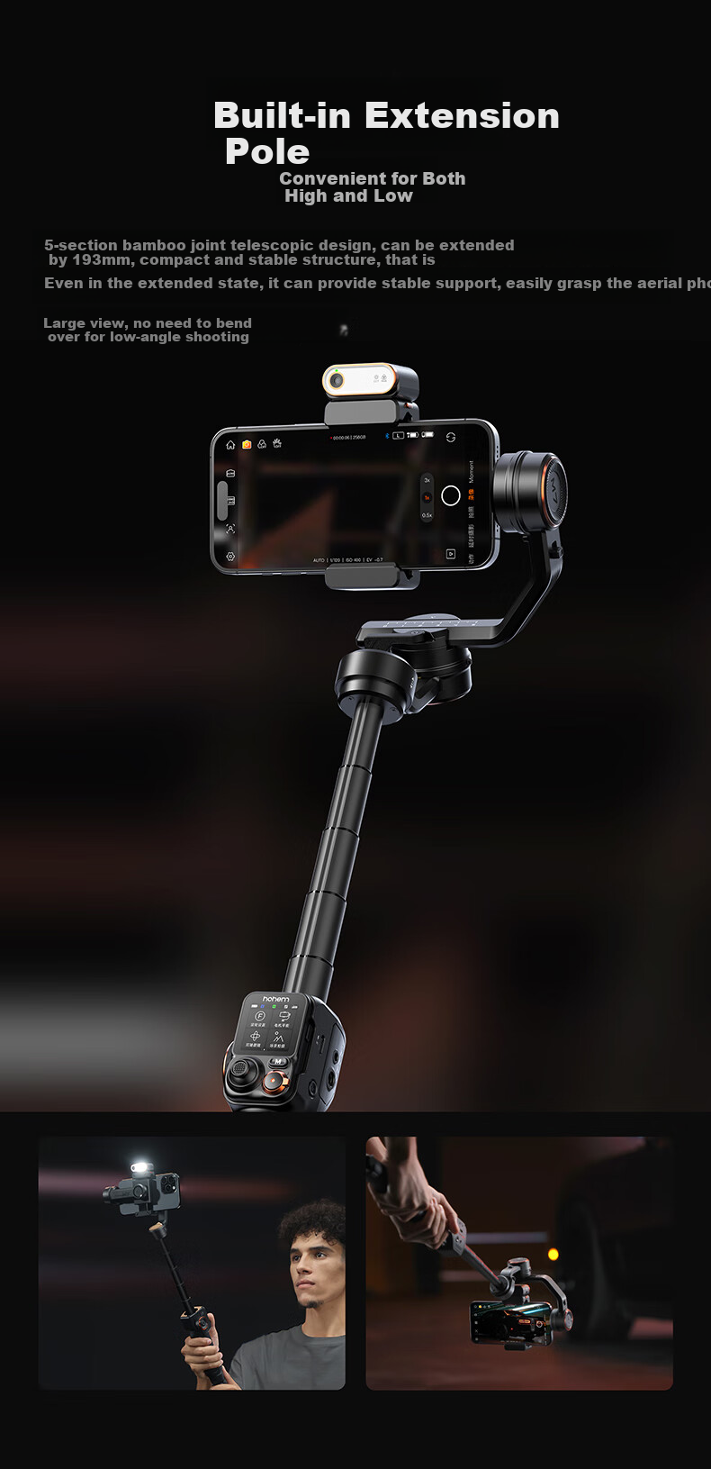 Hohem [Professional Grade | 9th Generation Stabilization] M7 Smartphone Stabilizer, Intelligent AI Precise Tracking, 360° Follow-Up, Orthogonal Three-Axis Anti-Shake Gimbal, Selfie Stick, Live Streaming And Vlog Tool 15