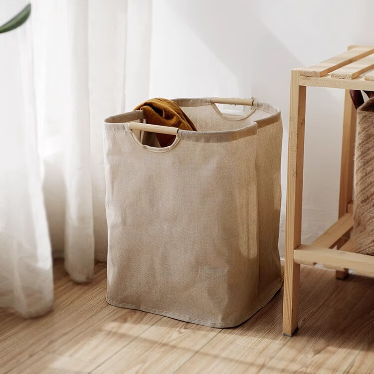 Fanyejia Japanese-Style Instagram-Style Laundry Hamper, Wooden Handle Dirty Clothes Basket for Home Bathroom Bedroom Dormitory, Large Laundry Storage Bi 6