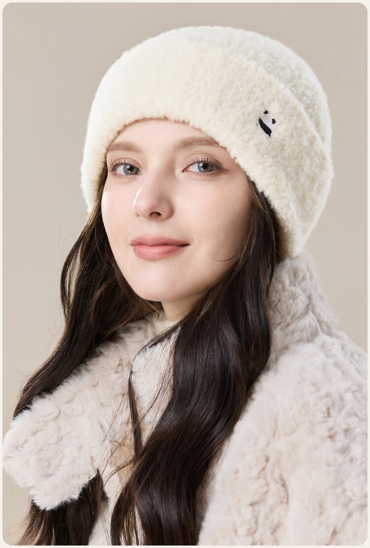 JIUMU Wool Warm Knit Hat, Autumn And Winter Knitted Cap, Cold Hat, Winter Hat, Outdoor Ear Protection Cold Hat for Women in Winter 13