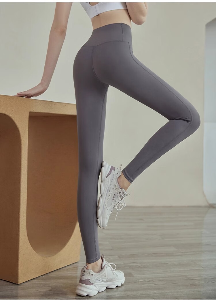 Youyou Yoga Pants for Women, High-Waisted Elastic Tight-Fitting Leggings, Outer Wear Sports Pants Two-Piece Set J21016XY Gray Purple Regular Style 2XL 24