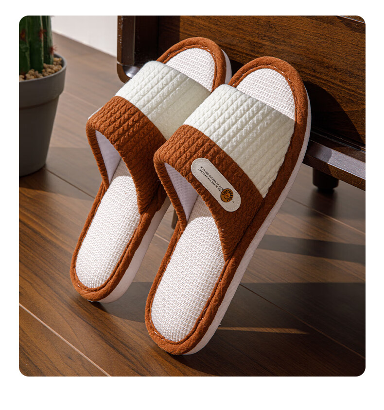 Taxiang Linen Cotton Slippers for Men And Women, Color-Block Lightweight Simple Home All-Season Slippers TR005 Navy Blue 40/41 16