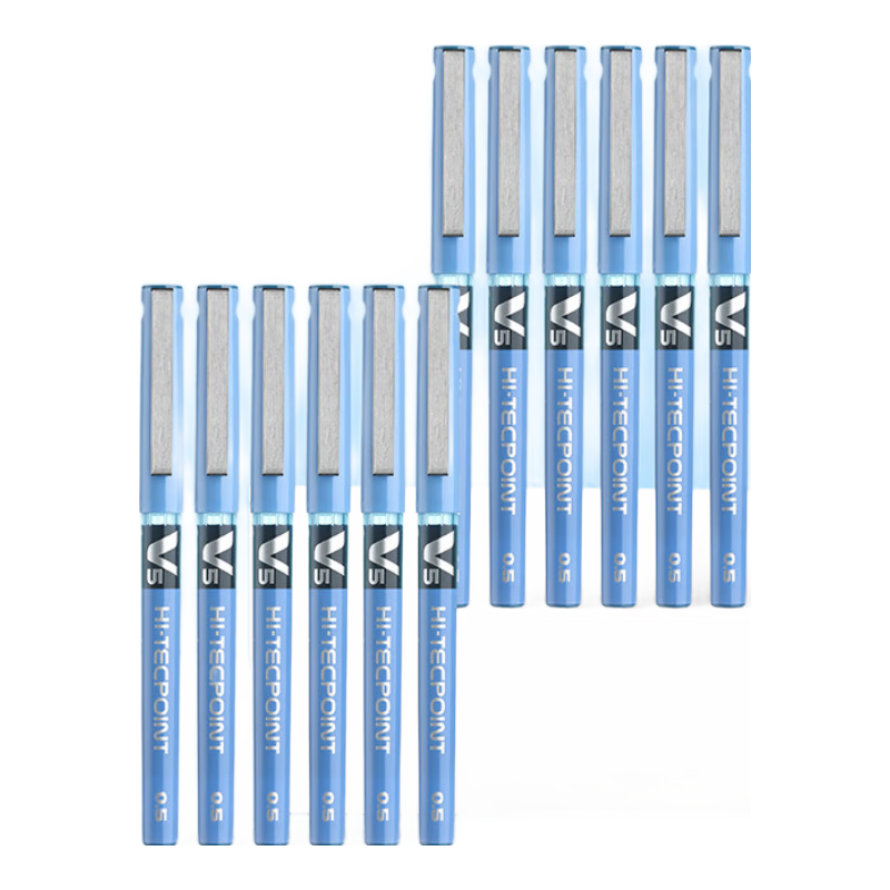 PILOT BX-V5 Blue Gel Pen, 0.5mm Direct Liquid Rollerball Pen, Signature Pen, Small V5 Student Exam Writing Pen, High-Quality Stationery Set, 12 Pens