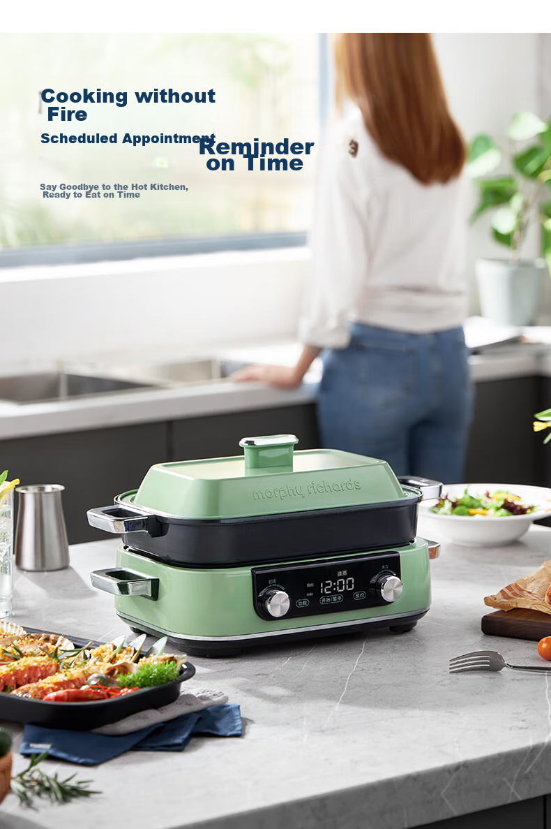Morphyrichards Second Generation Multifunctional Pot, Household Electric Hot Pot, Electric Cooking Pot, Electric Steamer Pot, Hot Pot, 5L Large Capacity, Detachable, Programmable Steaming And Cooking All-In Non-Stick Frying And Baking Cooker MR9099 White 10