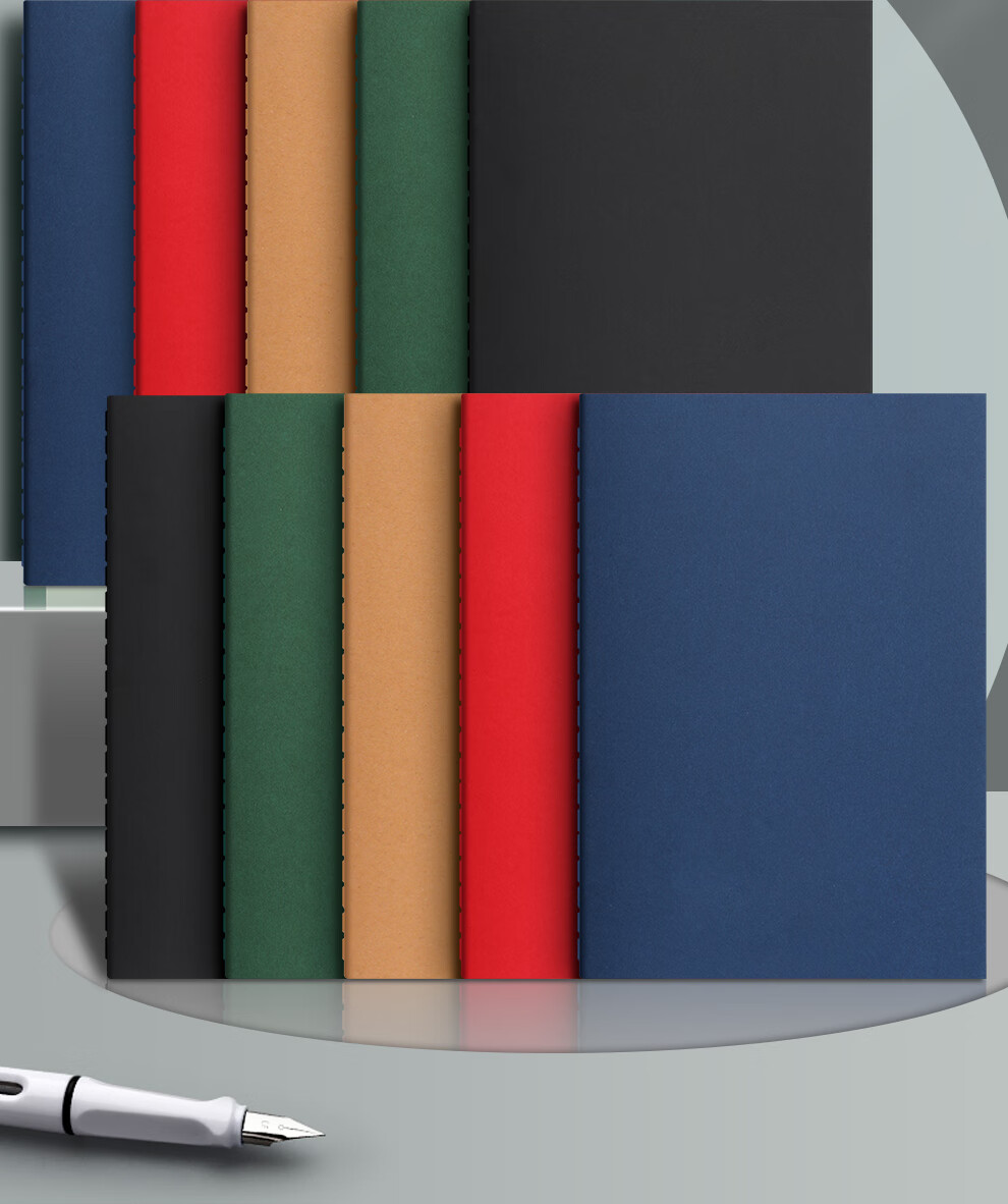 Faramon 5 B5 Notebooks, 50 Sheets Each, Thick Kraft Paper, Lined Pages, Soft Cover, Student Workbooks, Journal, Simple Office Notebook, 5 Books/red/250 Sheets 2