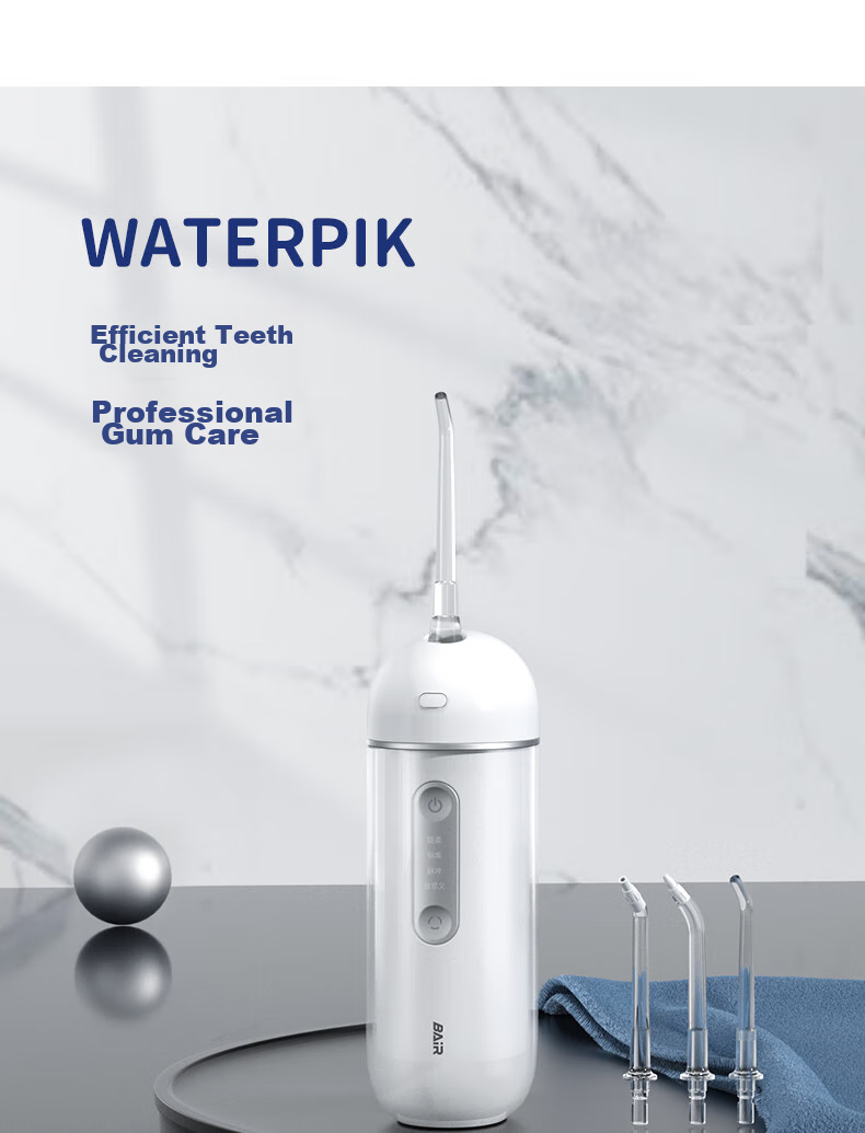 BAIR Professional Portable Water Flosser, Retractable Portable Orthodontic Cleaning Ultrasonic Water Flosser for Braces, Dental Cleaning Device Gift Box Set V3 Freedom White 15