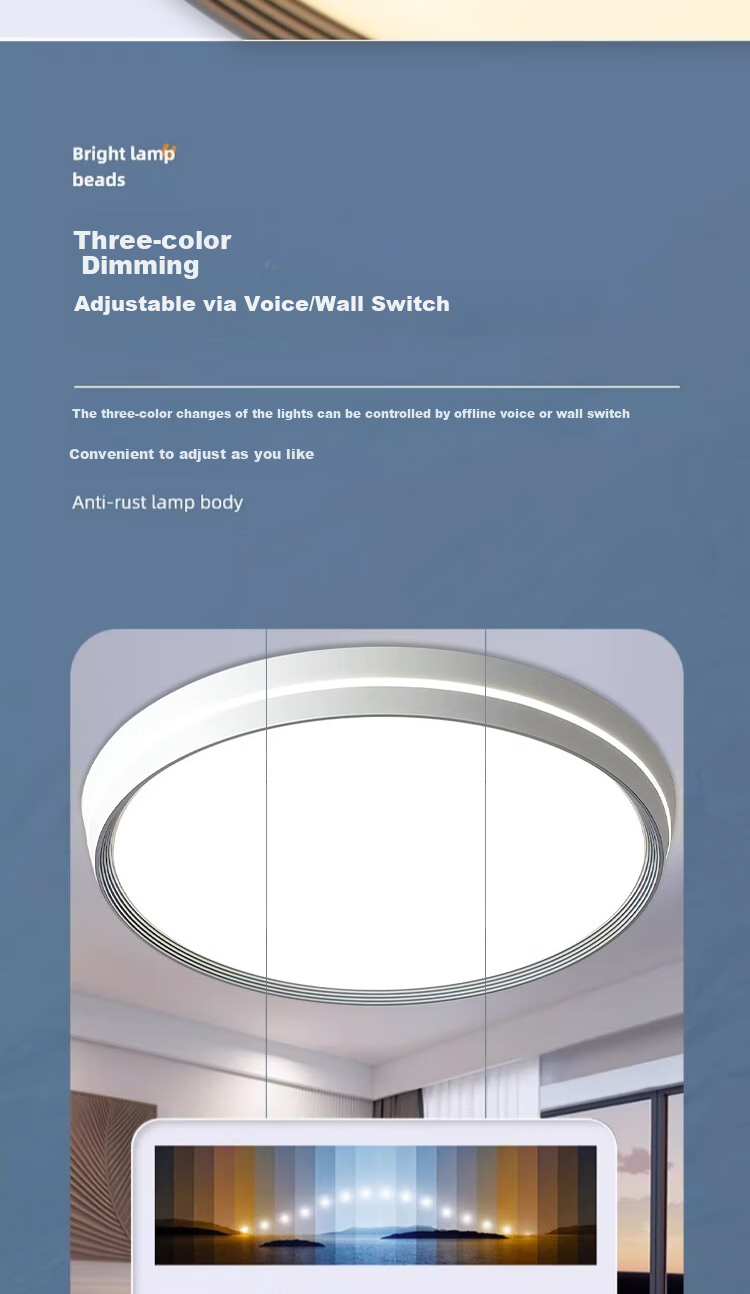 HD Ceiling Light Minimalist Bedroom Lamp Master Bedroom Light Zhongshan Lighting Square Three-Color [Installation + Removal Included] 5
