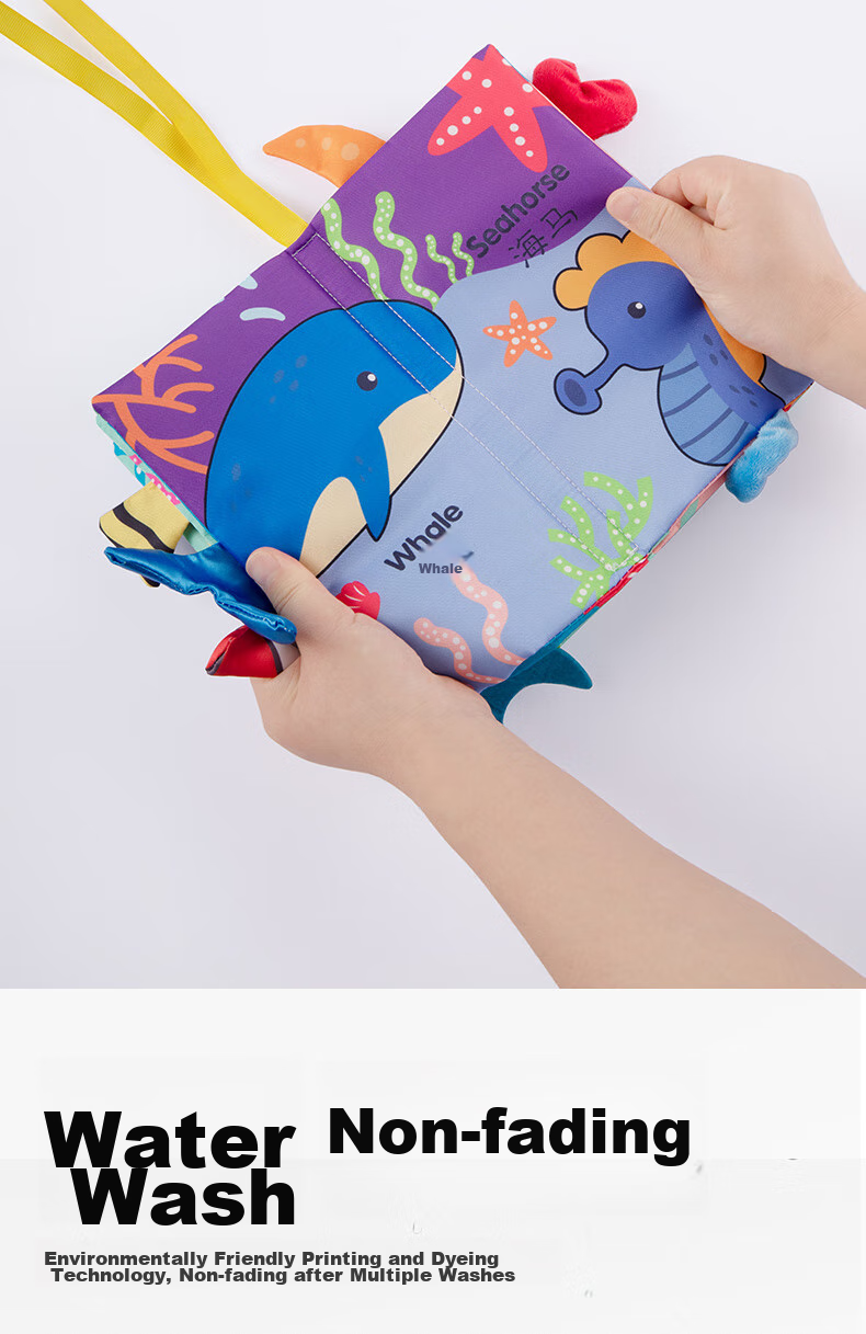 Beiboshi Babybox Early Education Infant Toy for 0-6 Months, Baby-Safe Chewable And Washable Animal Tail Cloth Book 16