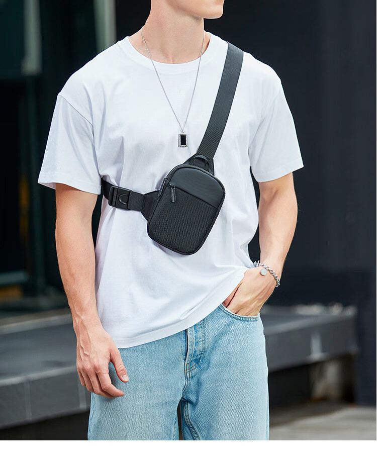 BOSTANTEN Men's Mini Shoulder Crossbody Bag, Student Chest Bag, Waist Pack, Trendy Small Backpack, Functional Bag for Men's Cycling, Phone Pouch 1