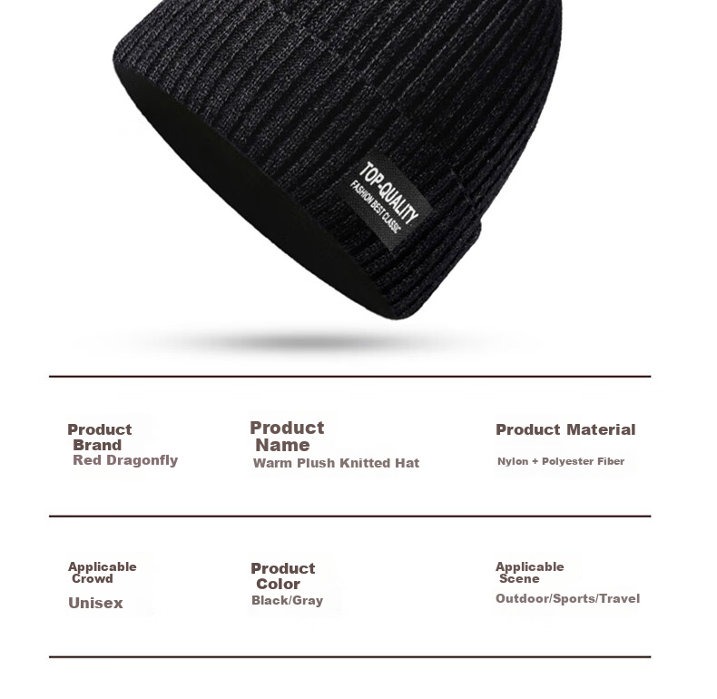 RED DRAGONFLY Hat for Men, Winter Season, Middle-Aged And Elderly, Grandfathers And Fathers, Cold Protection, Warmth, Windproof, Fleece-Lined, Thickened, Knitted Woolen Cap for The Elderly 21