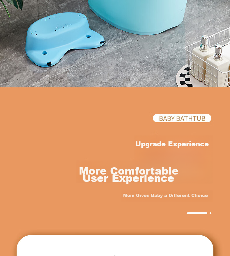 Rikang Bathtub, Baby Bathing Basin, Children's Bathtub, Bathtub with Free Stool, Blue, X1001-1 3